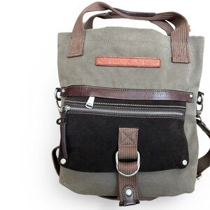 Fossil Long Live 1954 Vintage Utility Canvas, Leather & Suede Crossbody Satchel
